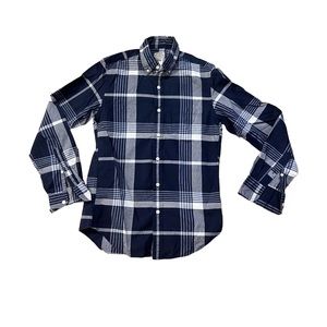 J. Crew Factory Button Down Summer Plaid Shirt  Blue Preppy Oxford Size XS